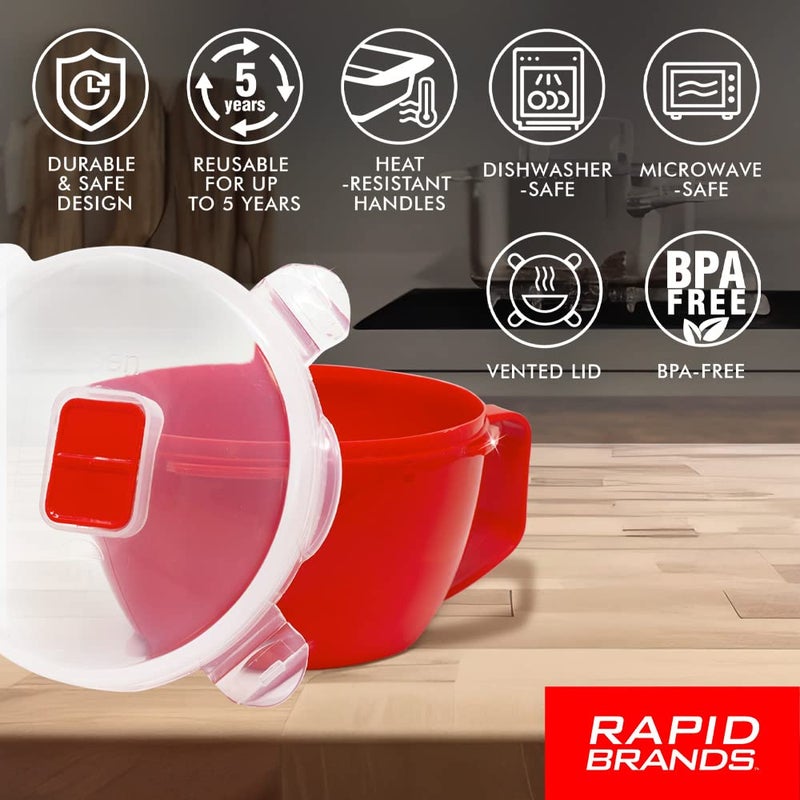 Rapid Brands كوب حساء سريع | طباخ حساء ونودلز قابل للاستخدام في الميكروويف | استمتع بالحساء الساخن في أي وقت | مثالي للسكن الجامعي، المطبخ الصغير، أو المكتب | آمن في غسالة الصحون، قابل للاستخدام في الميكروويف، وخالي من BPA - Image 5